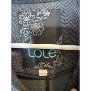 Lole Coat Womens 8 Gray Herringbone Fleece Lined Button Front Winter Jacket
